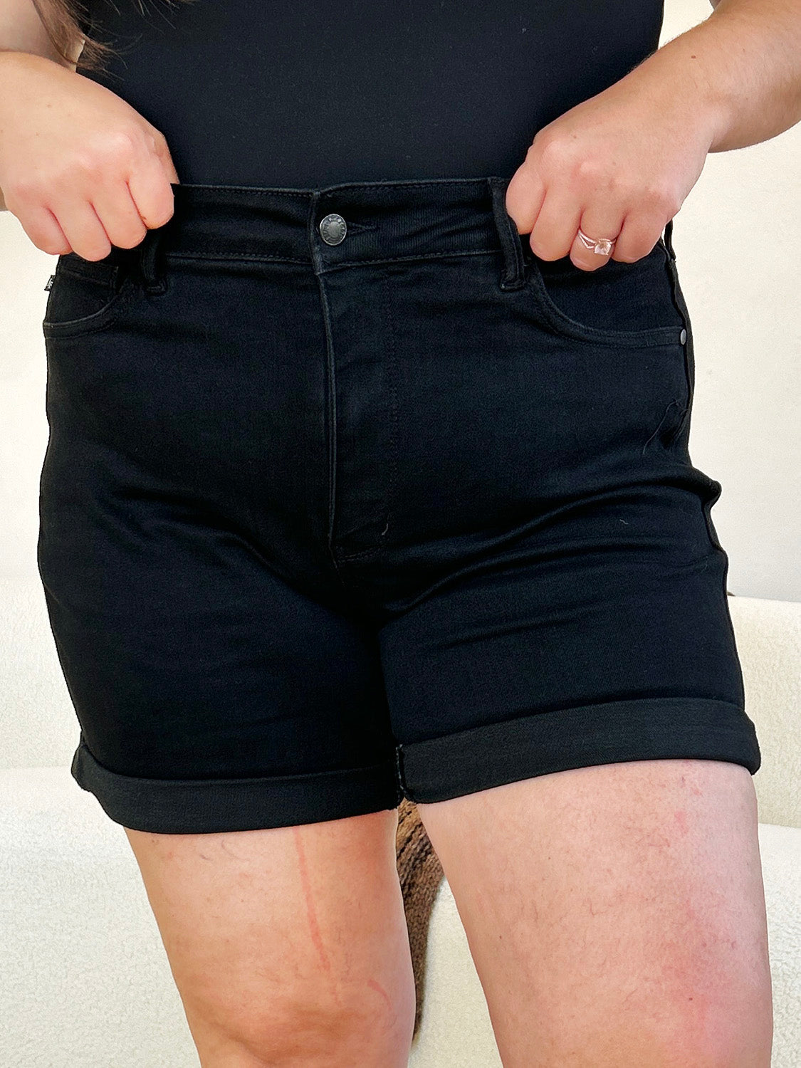 Judy Blue Full Size High Waist Tummy Control Cuffed Denim Shorts - UrbanEthereal