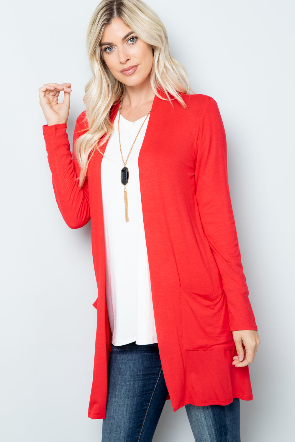 Celeste Full Size Open Front Cardigan with Pockets - UrbanEthereal