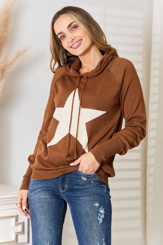Heimish Full Size Star Graphic Hooded Sweater - UrbanEthereal