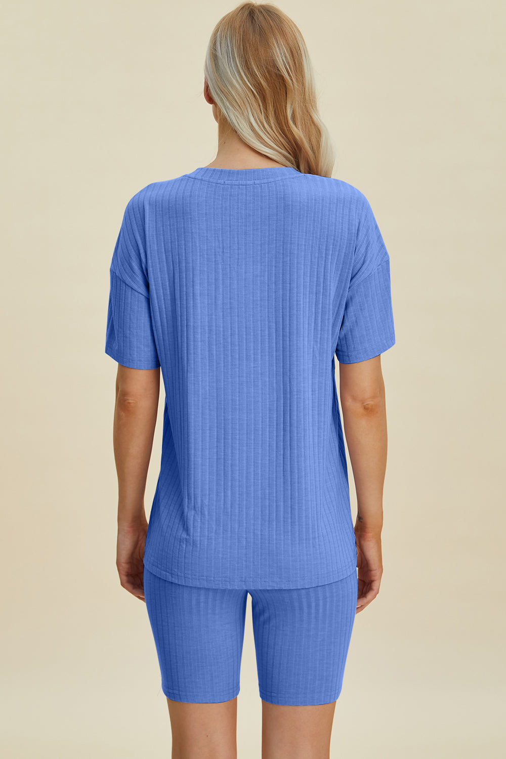 Basic Bae Full Size Ribbed V-Neck Short Sleeve Top and Shorts Set - UrbanEthereal