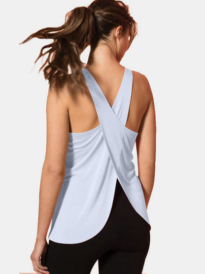 Crisscross Scoop Neck Active Tank - UrbanEthereal
