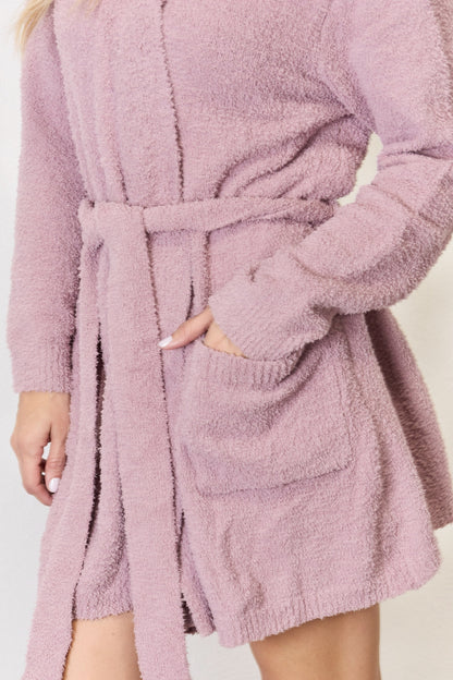Hailey & Co Tie Front Long Sleeve Robe - UrbanEthereal