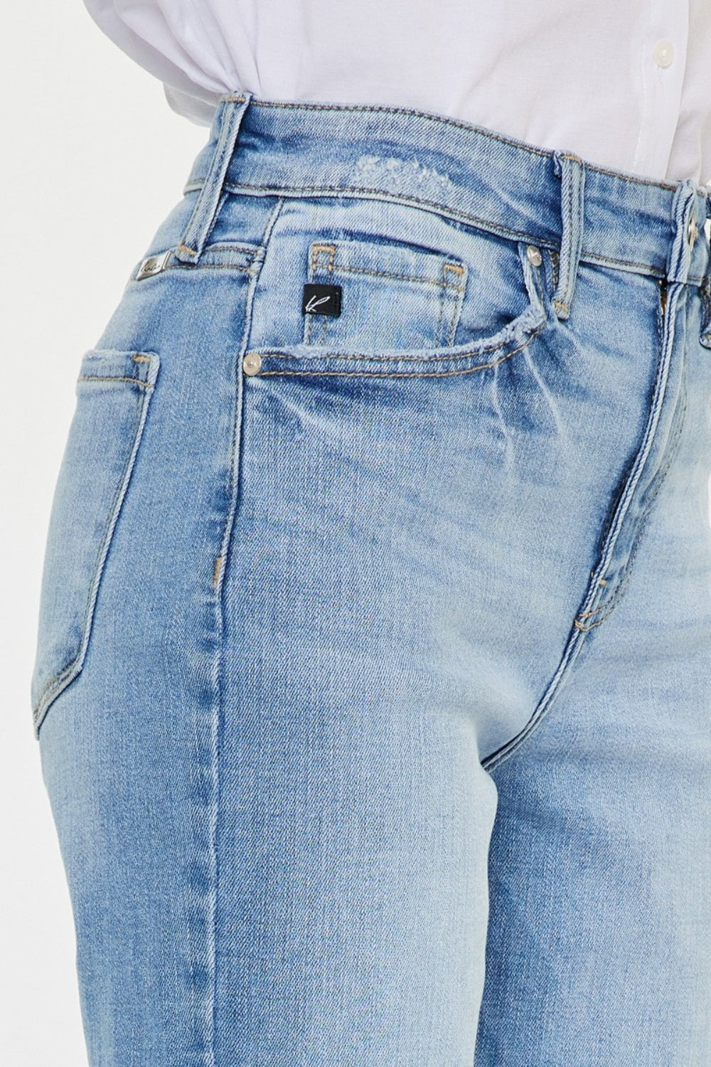 Kancan High Waist Raw Hem Straight Jeans - UrbanEthereal