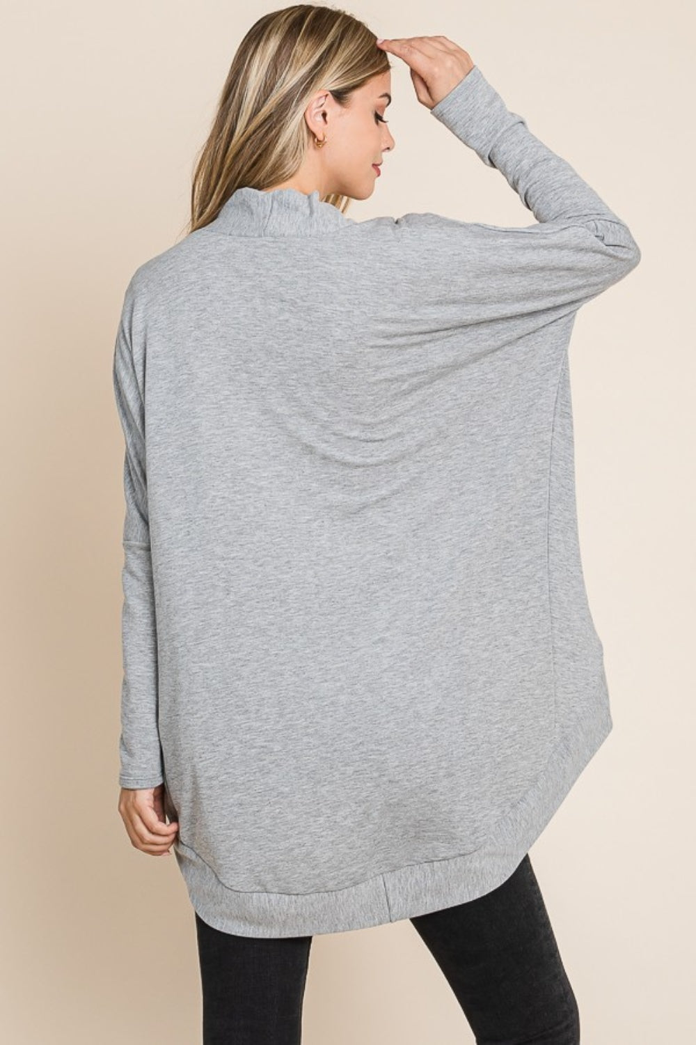 BOMBOM Open Front Long Sleeve Cocoon Cardigan - UrbanEthereal