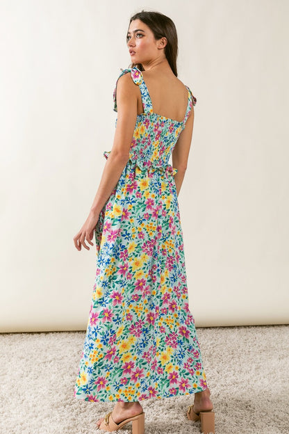 BiBi Floral Ruffle Trim Smocked Cami Dress - UrbanEthereal