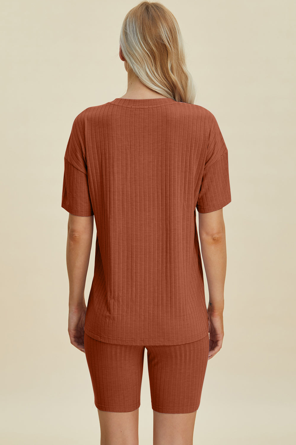 Basic Bae Full Size Ribbed V-Neck Short Sleeve Top and Shorts Set - UrbanEthereal
