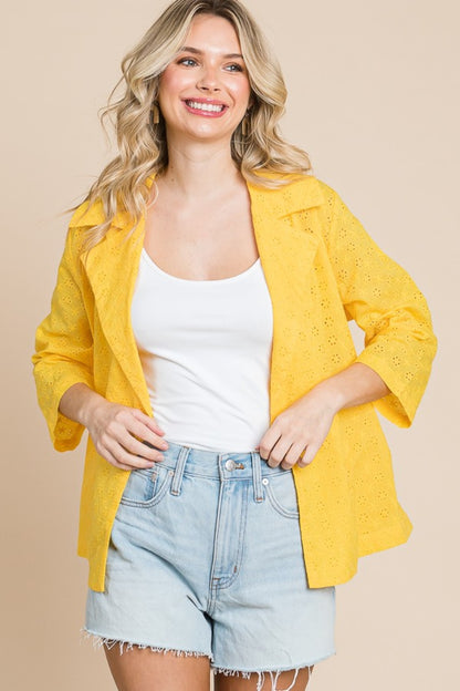 Culture Code Double Breasted Eyelet Jacket with Pockets - UrbanEthereal