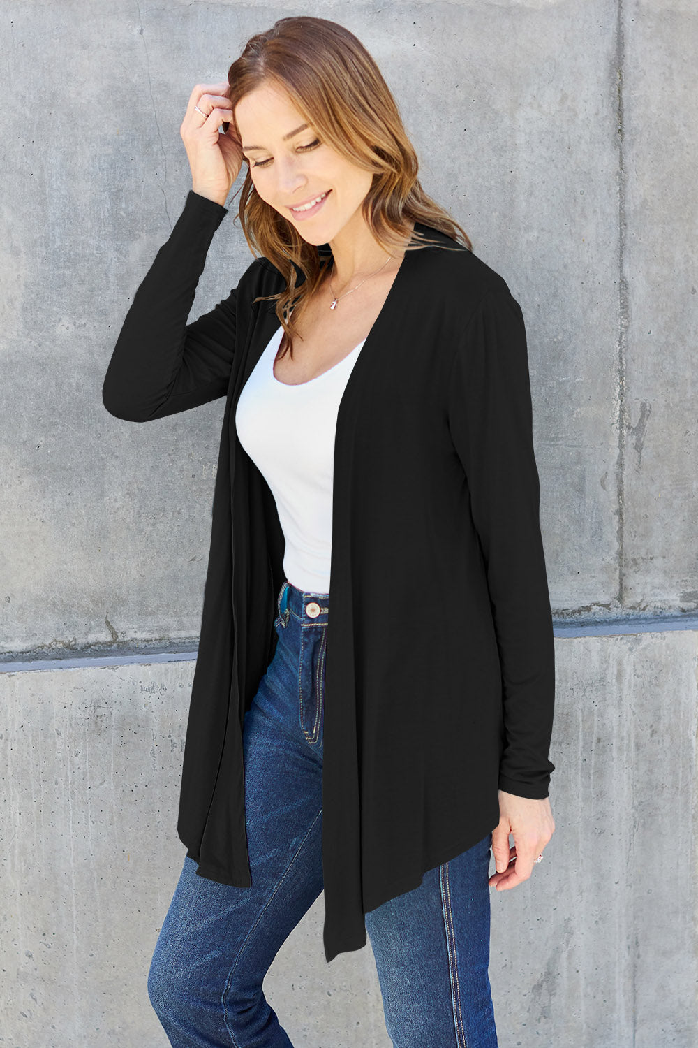 Basic Bae Full Size Open Front Long Sleeve Cardigan - UrbanEthereal