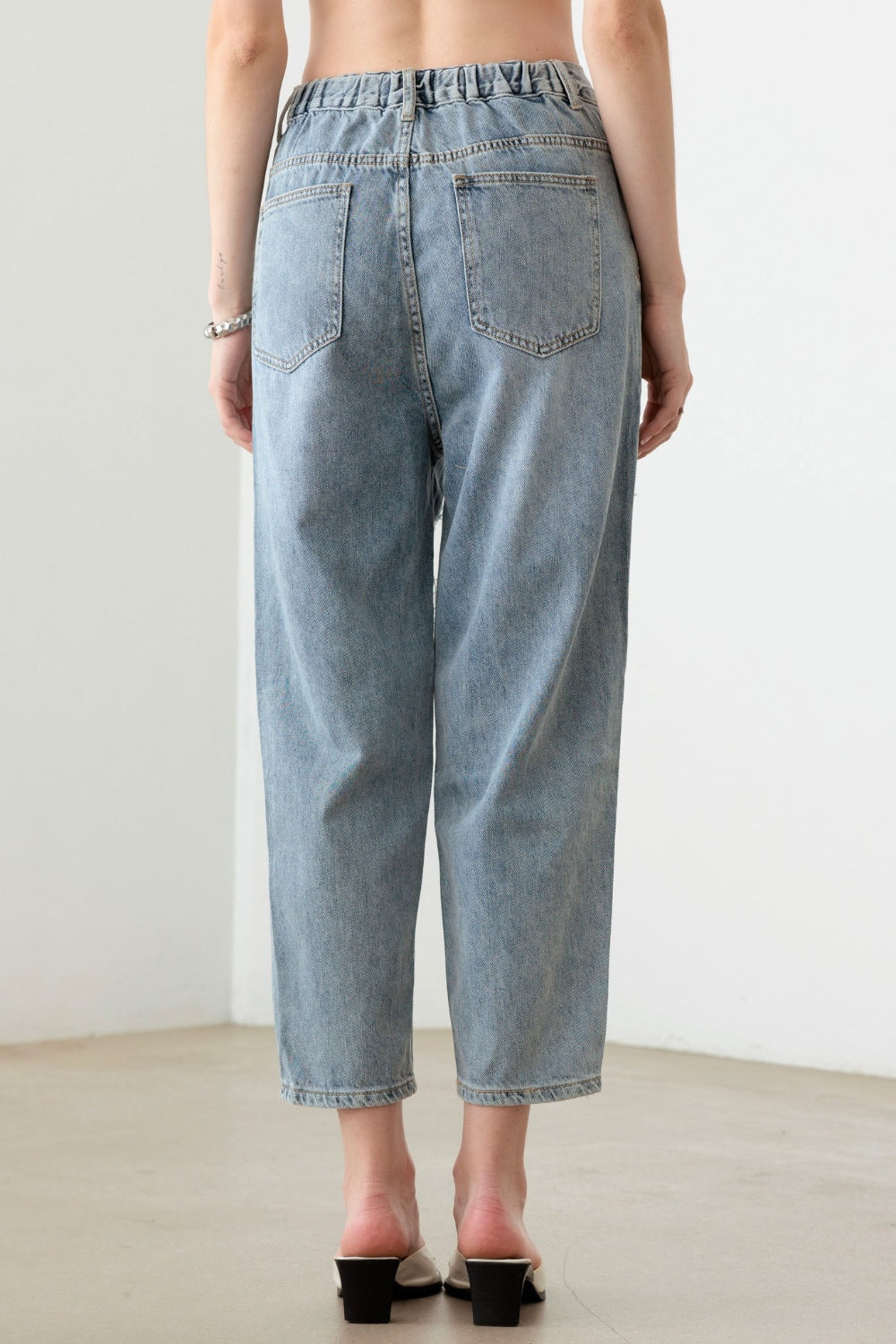 Litz La Washed Barrel Leg High Waist Distressed Jeans - UrbanEthereal