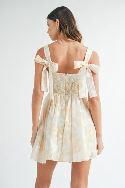 MABLE Textured Floral Corset Mini Dress - UrbanEthereal