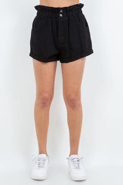 American Bazi High Waist Paper Bag Shorts - UrbanEthereal