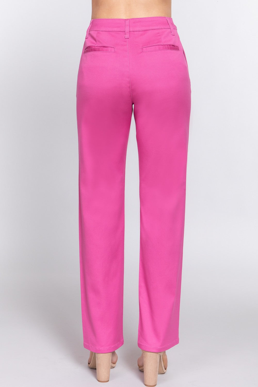 ACTIVE BASIC High Waist Straight Twill Pants - UrbanEthereal