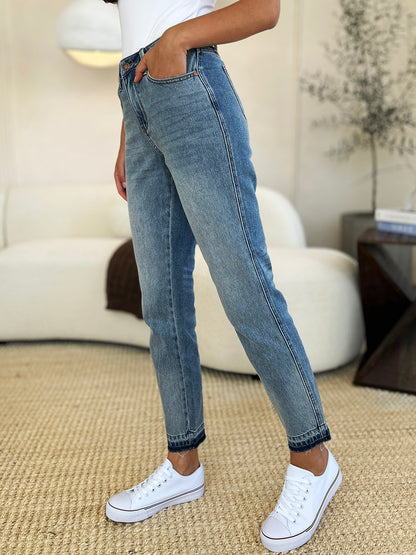 Judy Blue Full Size Mid Rise Rigid Magic Release Hem Jeans - UrbanEthereal
