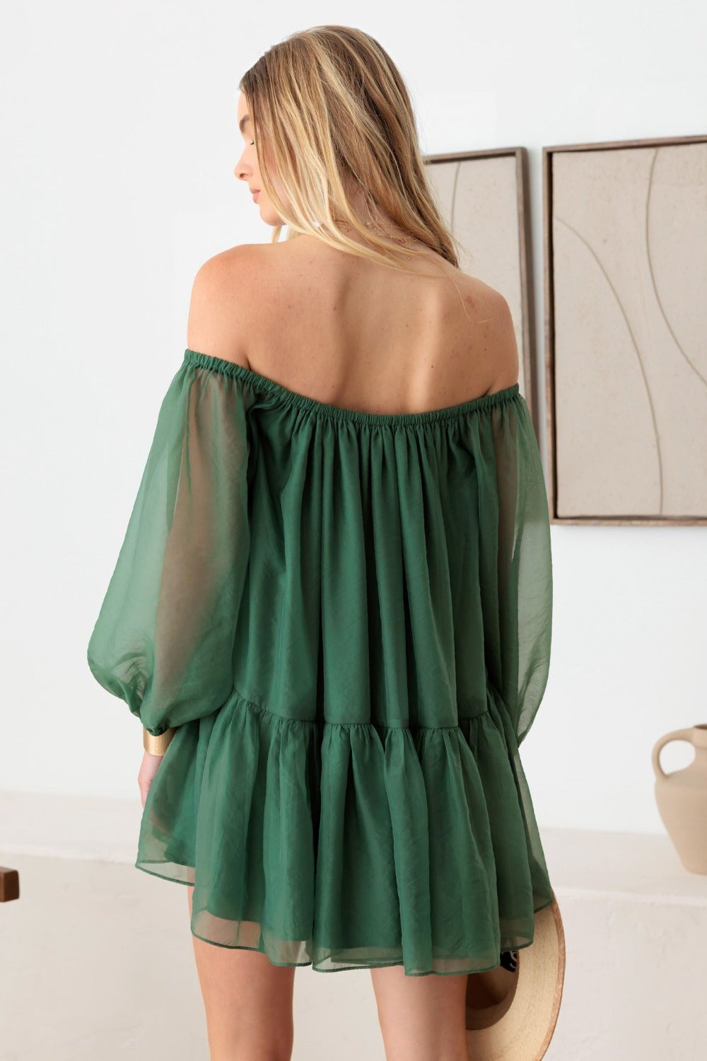 Le Lis Organza Off Shoulder Puff Sleeve Mini Dress - UrbanEthereal