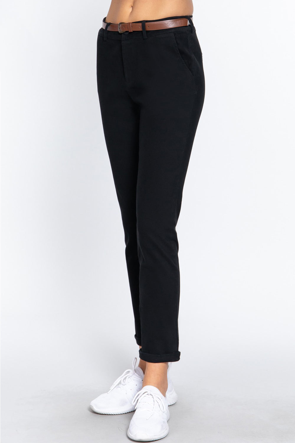 ACTIVE BASIC Cotton-Span Twill Straight Pants - UrbanEthereal