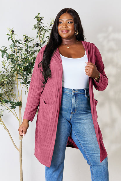Basic Bae Full Size Hooded Sweater Cardigan - UrbanEthereal