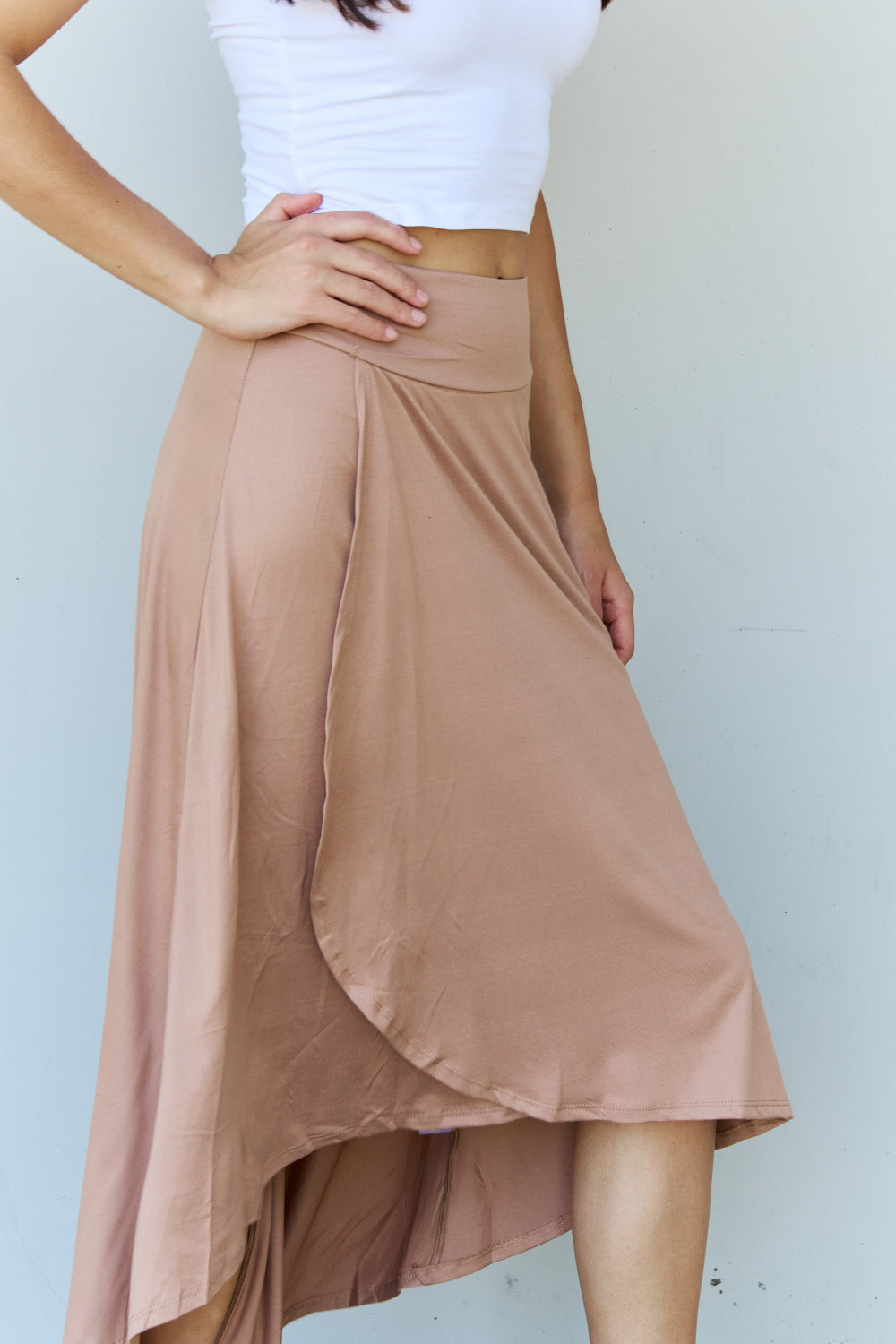 Ninexis First Choice High Waisted Flare Maxi Skirt in Camel - UrbanEthereal