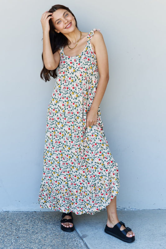 Doublju In The Garden Ruffle Floral Maxi Dress in Natural Rose - UrbanEthereal