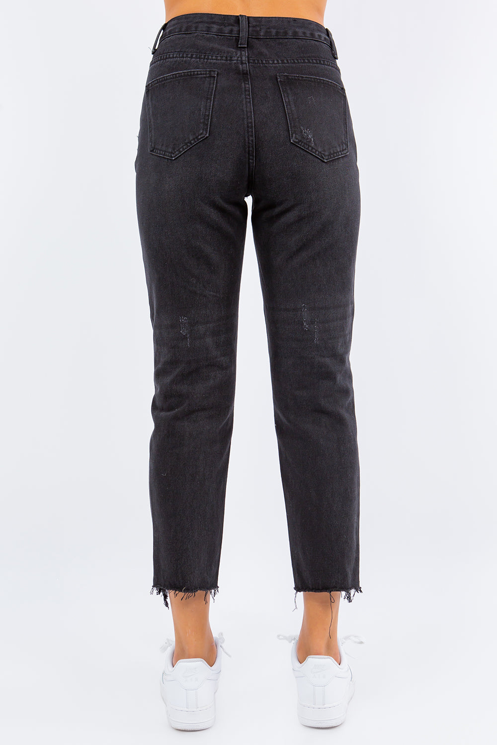 American Bazi High Waist Distressed Cropped Straight Jeans - UrbanEthereal