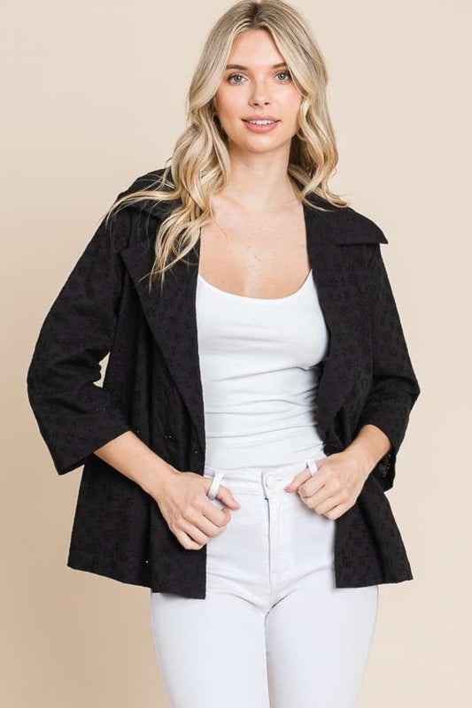 Culture Code Double Breasted Eyelet Jacket with Pockets - UrbanEthereal