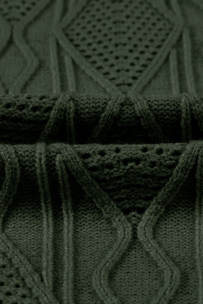 Plus Size Cable-Knit Button Up Sweater - UrbanEthereal