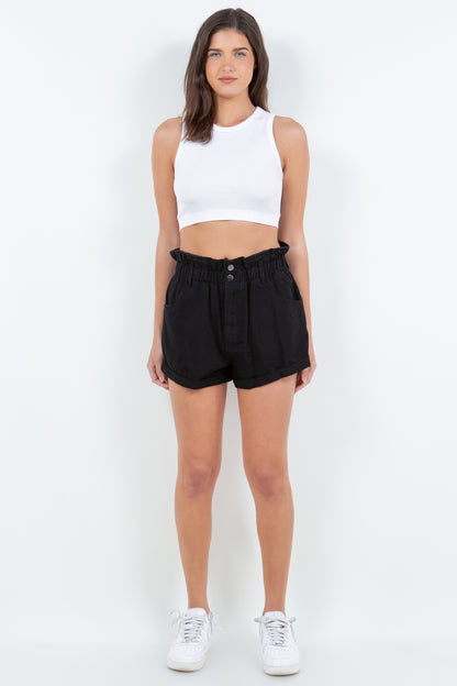 American Bazi High Waist Paper Bag Shorts - UrbanEthereal