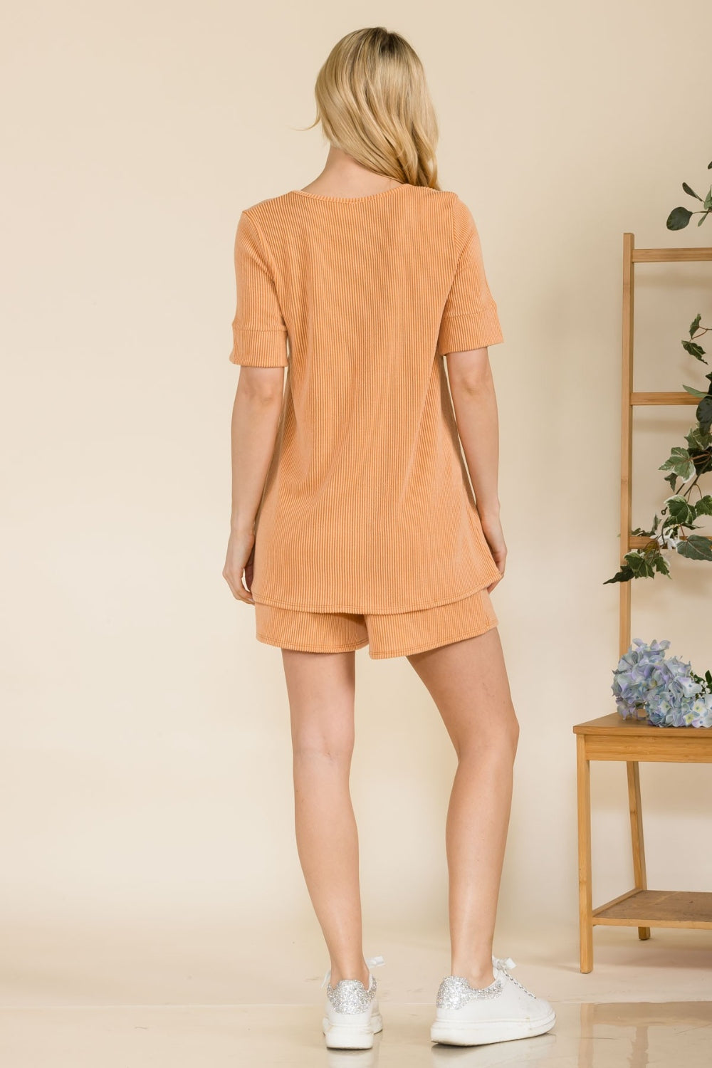 Celeste Full Size Rib Short Sleeve T-Shirt and Shorts Set - UrbanEthereal