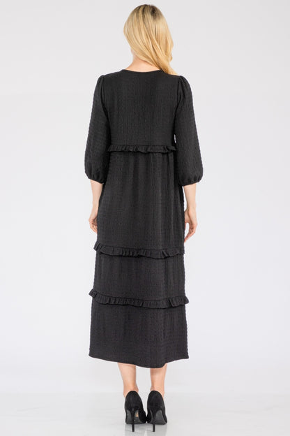 Celeste Full Size Tiered-Ruffle Midi Dress - UrbanEthereal