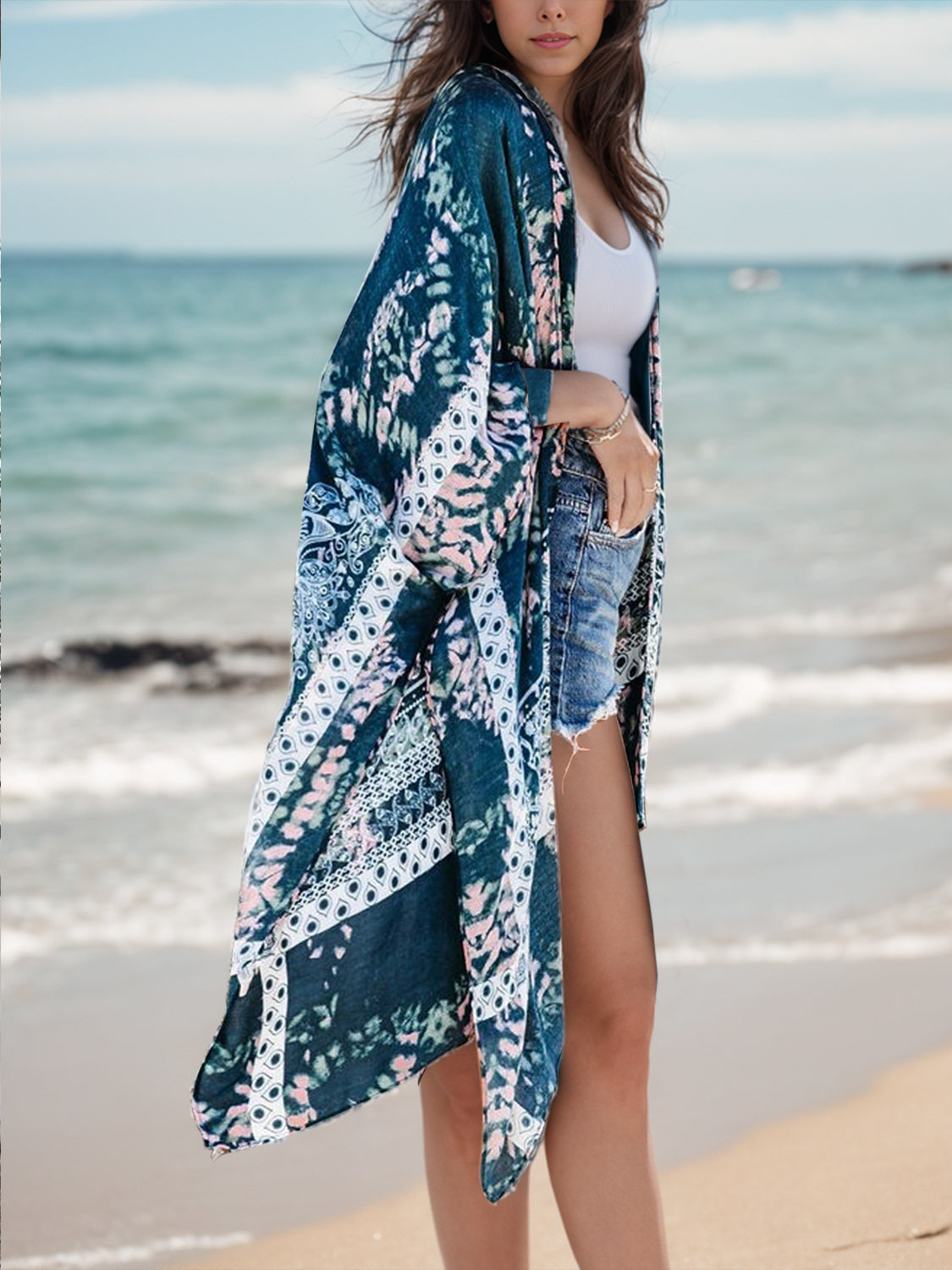 Printed Open Front Cover-Up - UrbanEthereal