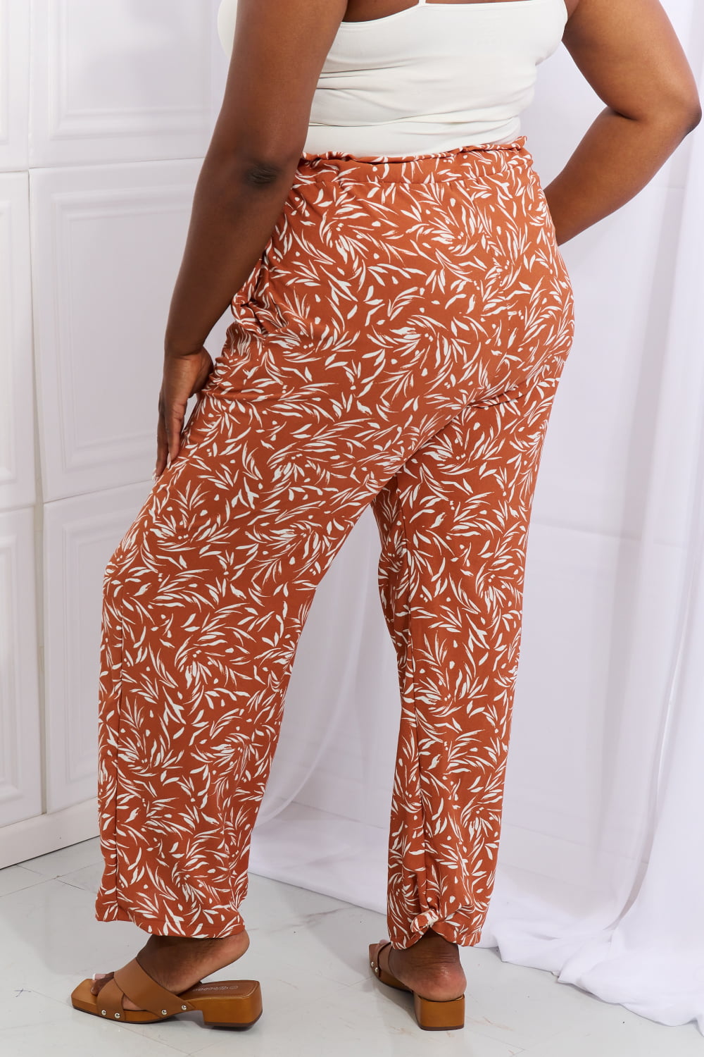 Heimish Right Angle Full Size Geometric Printed Pants in Red Orange - UrbanEthereal