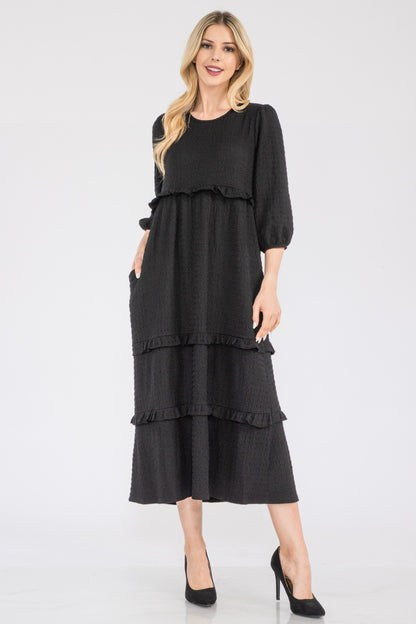 Celeste Full Size Tiered-Ruffle Midi Dress - UrbanEthereal