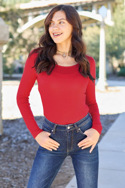 Basic Bae Full Size Round Neck Long Sleeve Bodysuit - UrbanEthereal