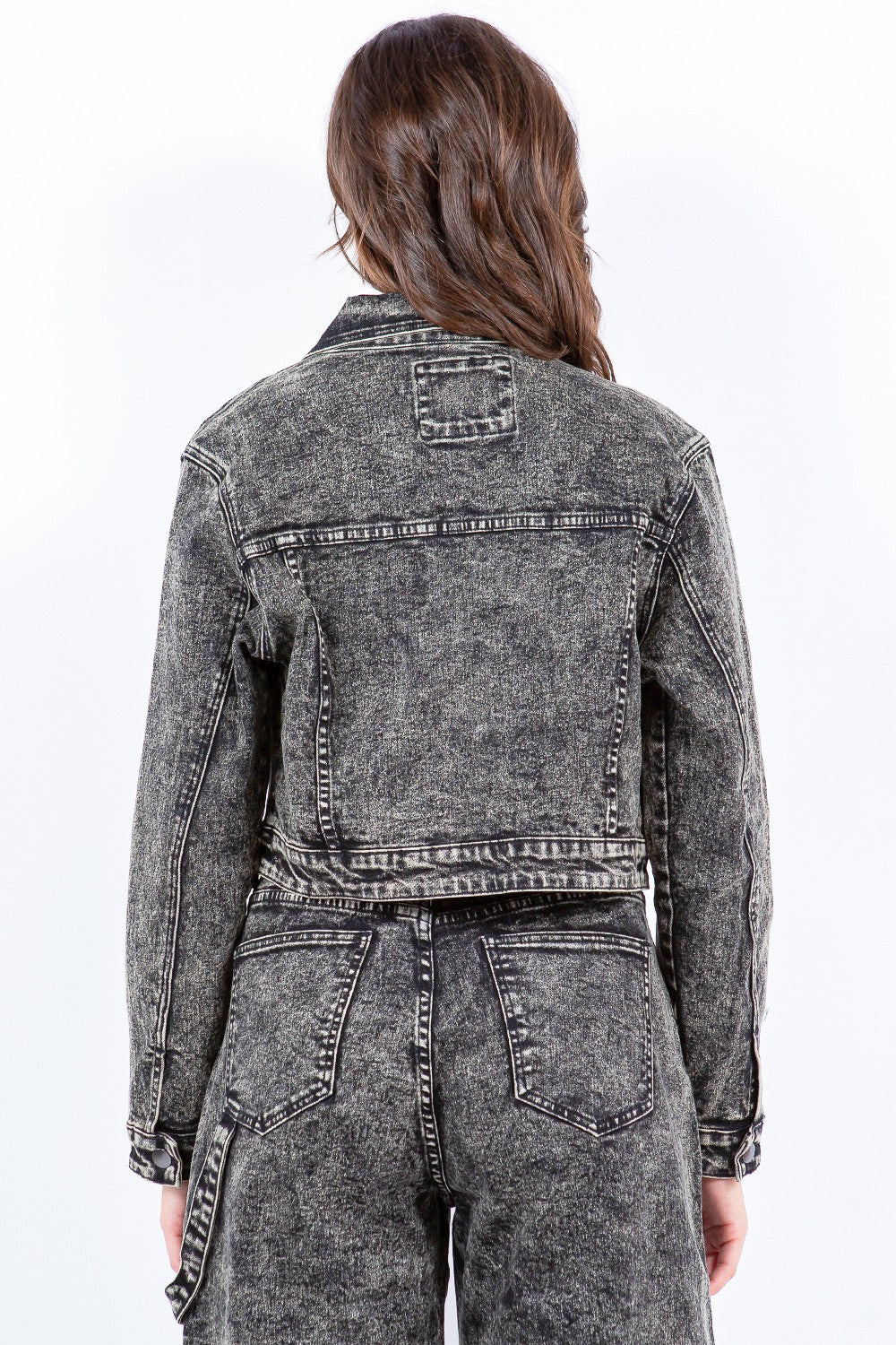 American Bazi Overdyed Bleached Zip Up Cropped Jacket - UrbanEthereal