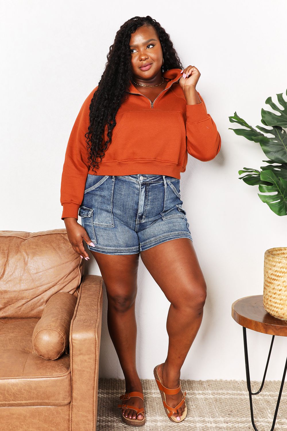 Double Take Half-Zip Long Sleeve Hoodie - UrbanEthereal
