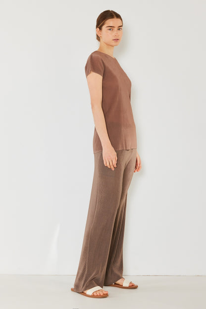 Marina West Swim Rib Pleated Elastic-Waist Wide Leg Pants - UrbanEthereal