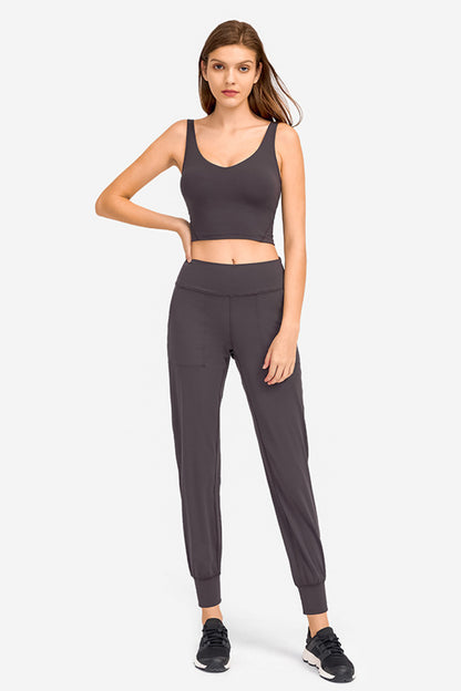 Deep V-Neck Crop Sports Bra - UrbanEthereal