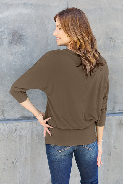 Basic Bae Full Size Round Neck Batwing Sleeve Top - UrbanEthereal