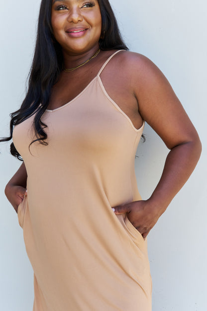 Ninexis Good Energy Full Size Cami Side Slit Maxi Dress in Camel - UrbanEthereal