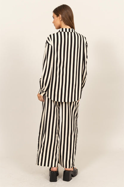HYFVE Striped Button Up Shirt and Pants Set - UrbanEthereal