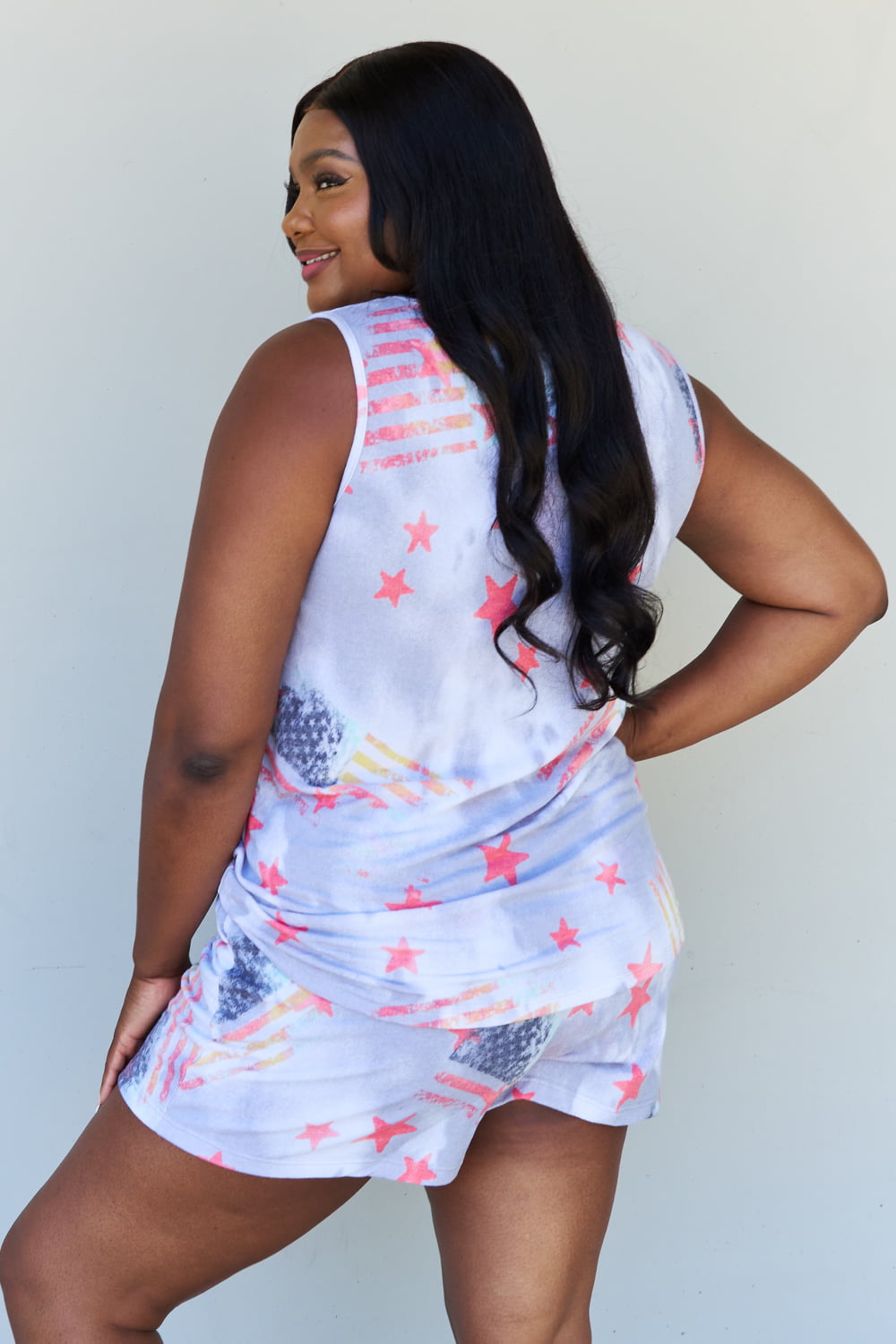 ODDI Full Size Tie-Dye Star Printed Loungewear Set - UrbanEthereal