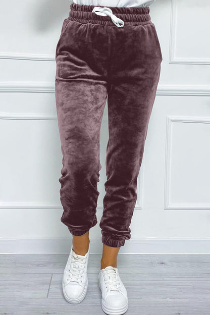 Wide Waistband Drawstring Cropped Joggers