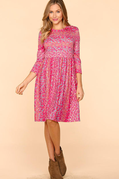 Haptics Round Neck Floral Dress with Pockets - UrbanEthereal