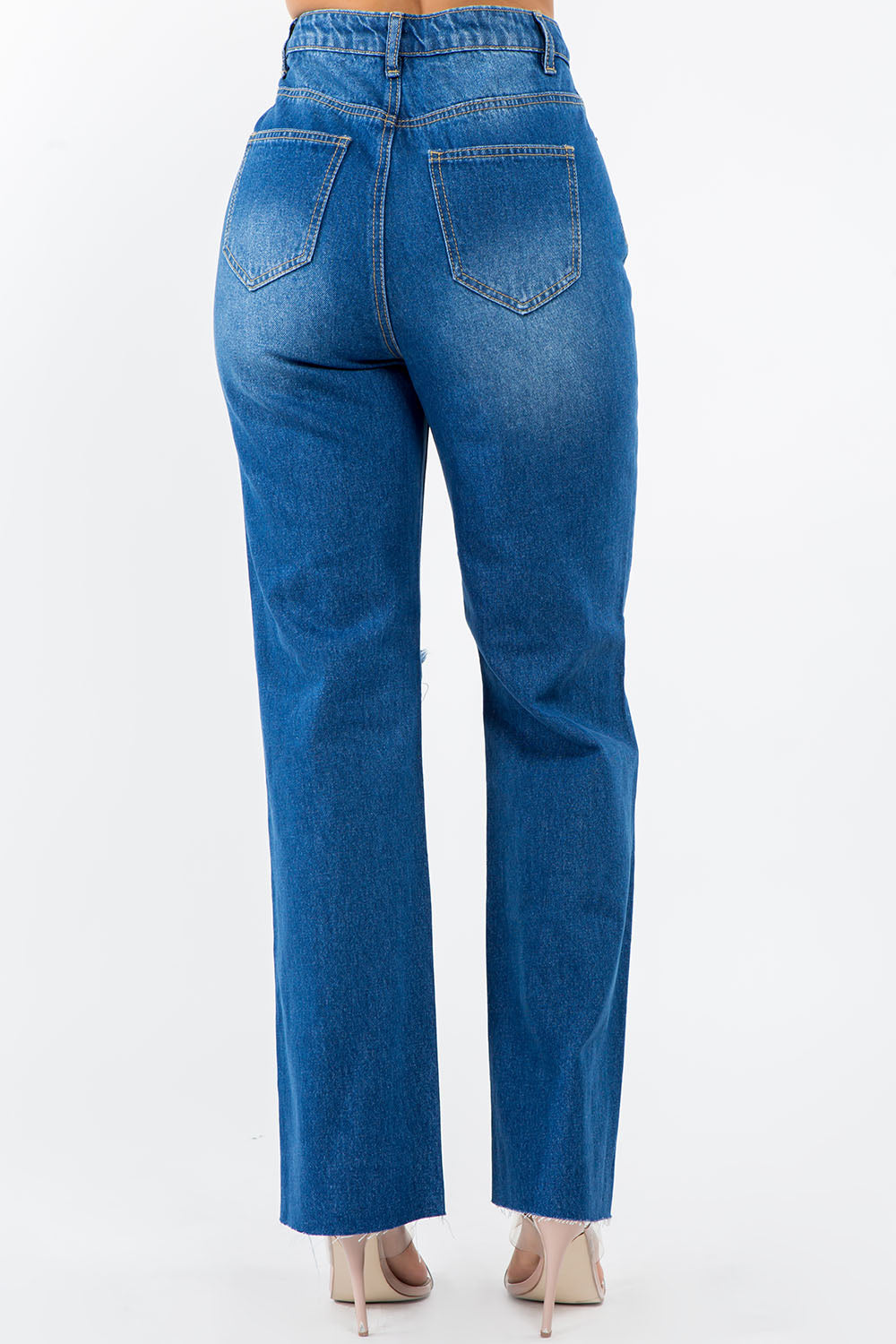 American Bazi High Waist Distressed Wide Leg Jeans - UrbanEthereal