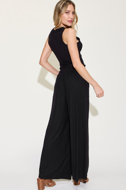 Basic Bae Full Size Ribbed Tank and Wide Leg Pants Set - UrbanEthereal