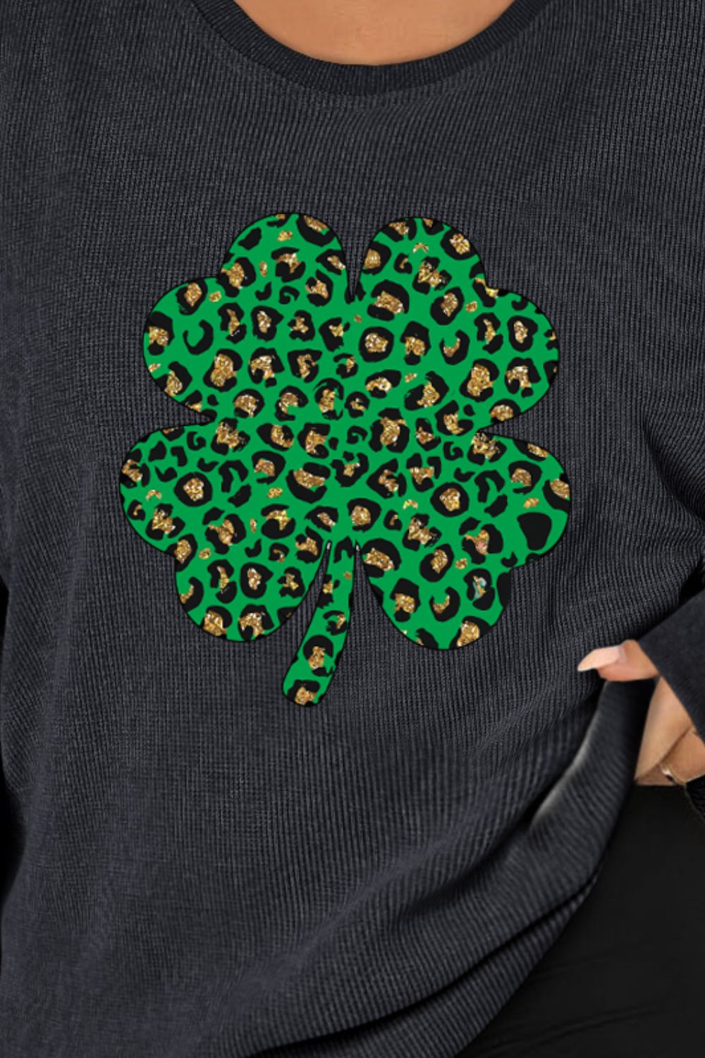 Plus Size Lucky Clover Dropped Shoulder Sweatshirt - UrbanEthereal