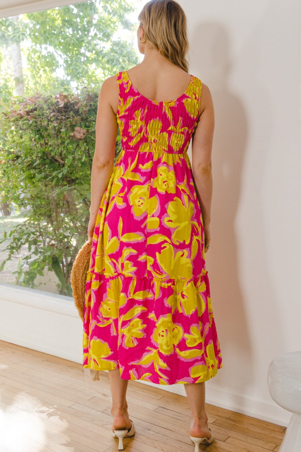 ODDI Full Size Floral Smocked Ruffled Midi Dress - UrbanEthereal