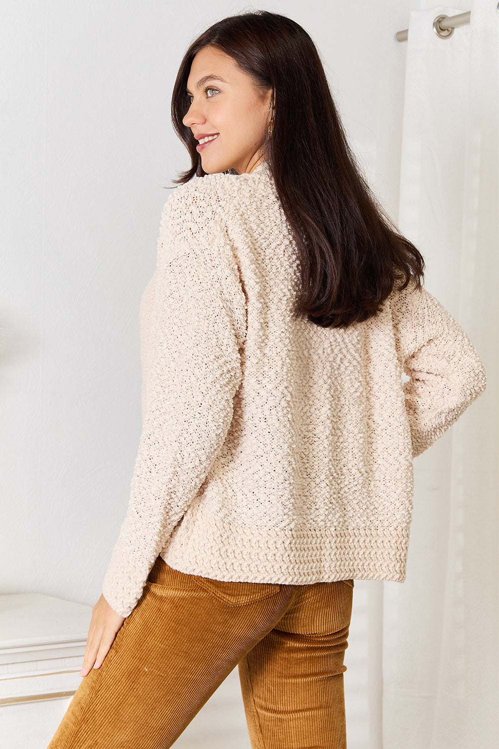Double Take Open Front Long Sleeve Cardigan - UrbanEthereal