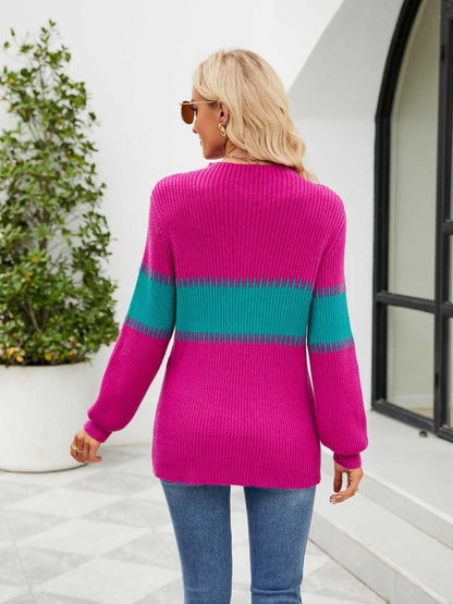 Contrast Round Neck Sweater