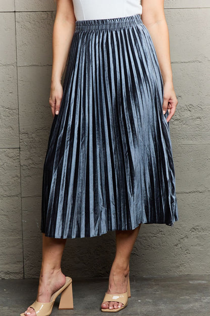 Ninexis Accordion Pleated Flowy Midi Skirt - UrbanEthereal