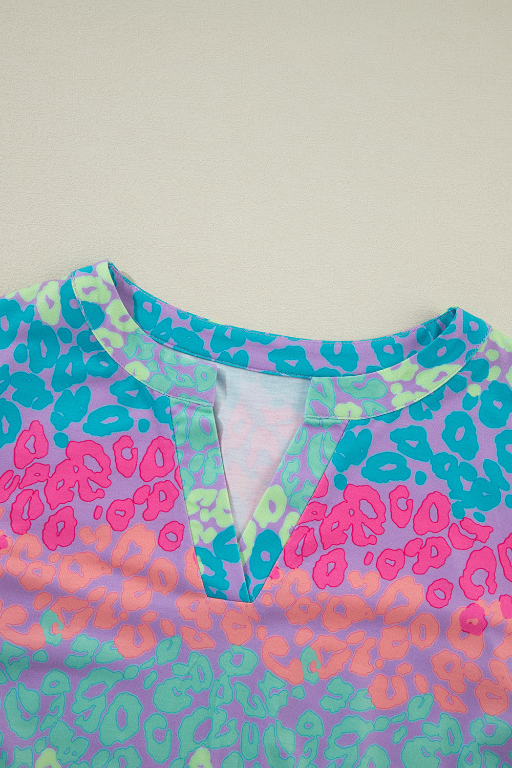 Plus Size Leopard Notched Long Sleeve Blouse - UrbanEthereal